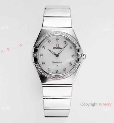 AF Factory Swiss Grade Copy Omega Constellation 28mm Watch White MOP Dial